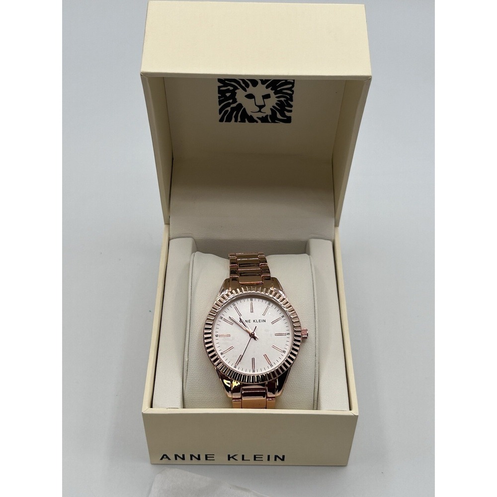 Anne Klein Women Watch Rose Gold Tone Dial Link Wristwatch AK/4172 New In Box